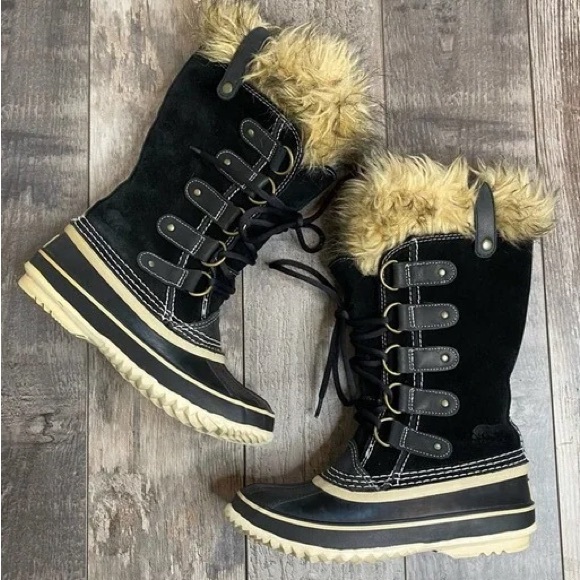 Sorel Joan of Arctic Black Snow Boots Faux Fur Size 8 US - Picture 2 of 9